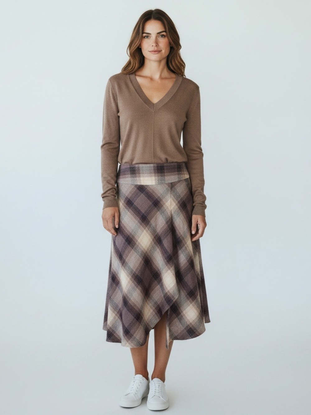 90's Academia Brown Plaid Skirt Set